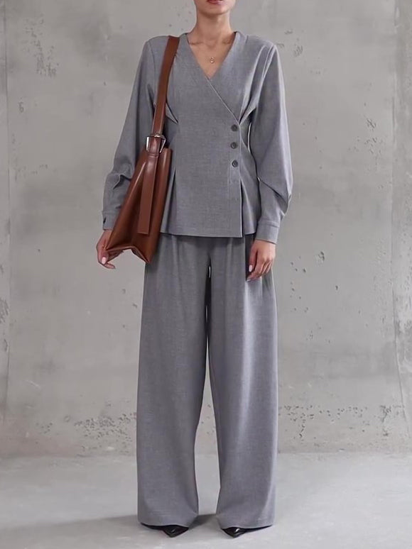 Ensemble Fluide Asymétrique Gris Chic