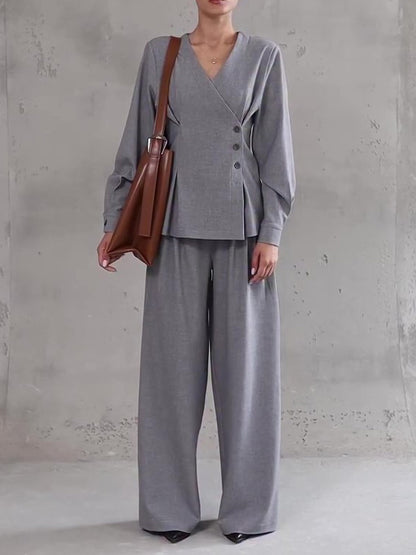 Ensemble Fluide Asymétrique Gris Chic
