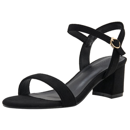 Sandales à Talons Carrés Daim — Élégance Minimaliste