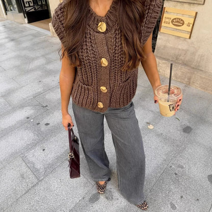 Gilet Tricoté Sans Manches