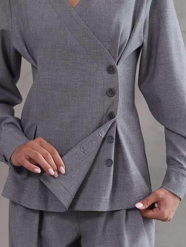 Ensemble Fluide Asymétrique Gris Chic
