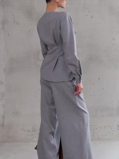 Ensemble Fluide Asymétrique Gris Chic