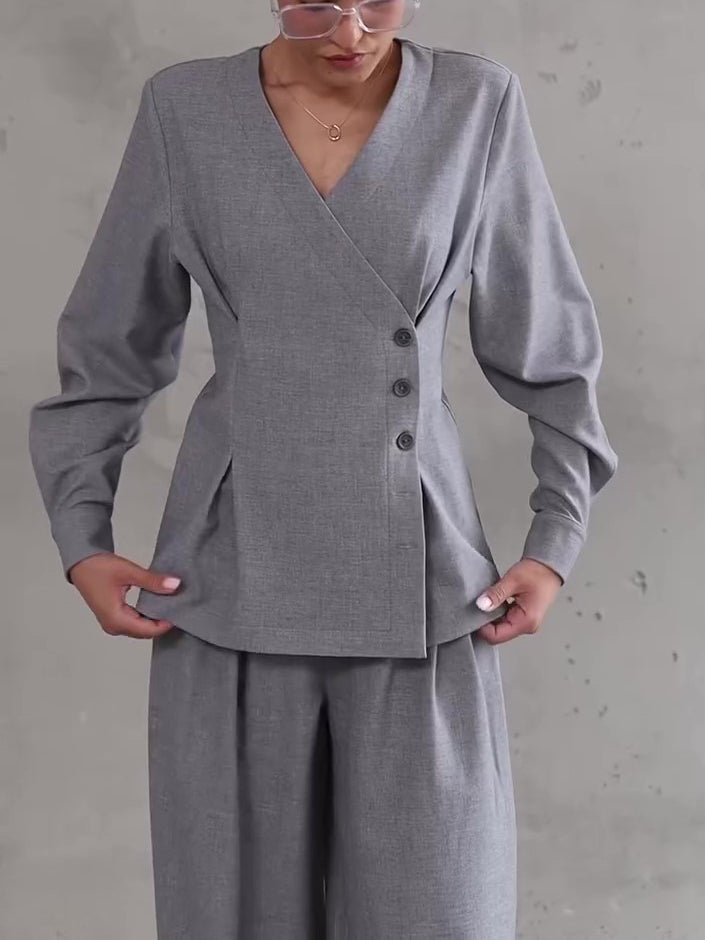 Ensemble Fluide Asymétrique Gris Chic