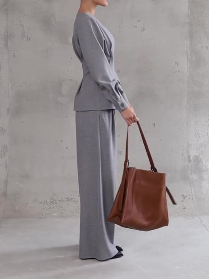 Ensemble Fluide Asymétrique Gris Chic